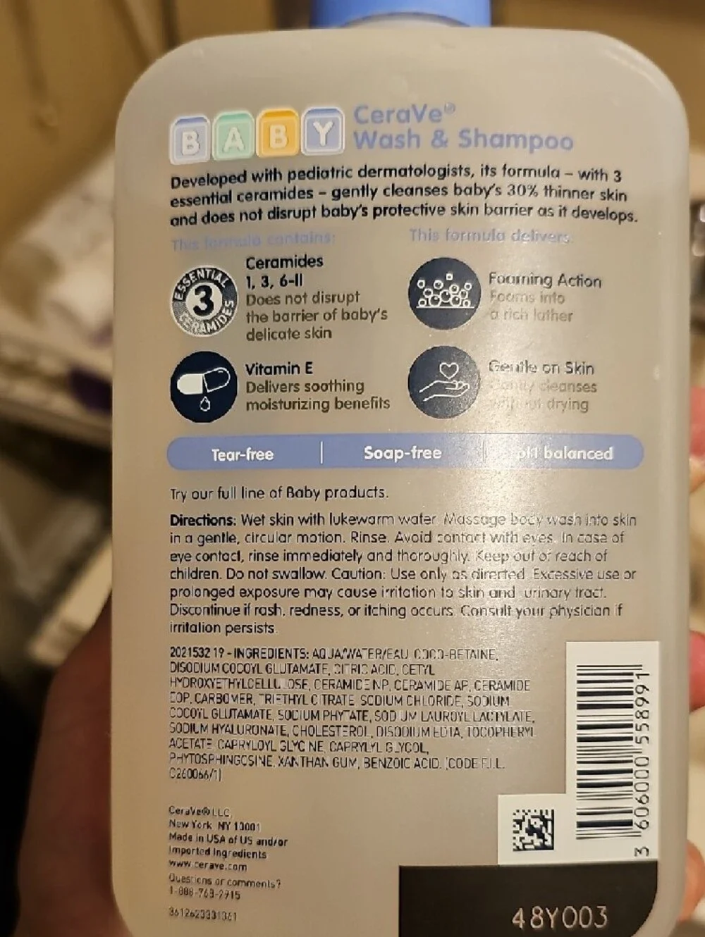 CeraVe Baby Wash & Shampoo — Gentle Cleanse in Blue and Cream